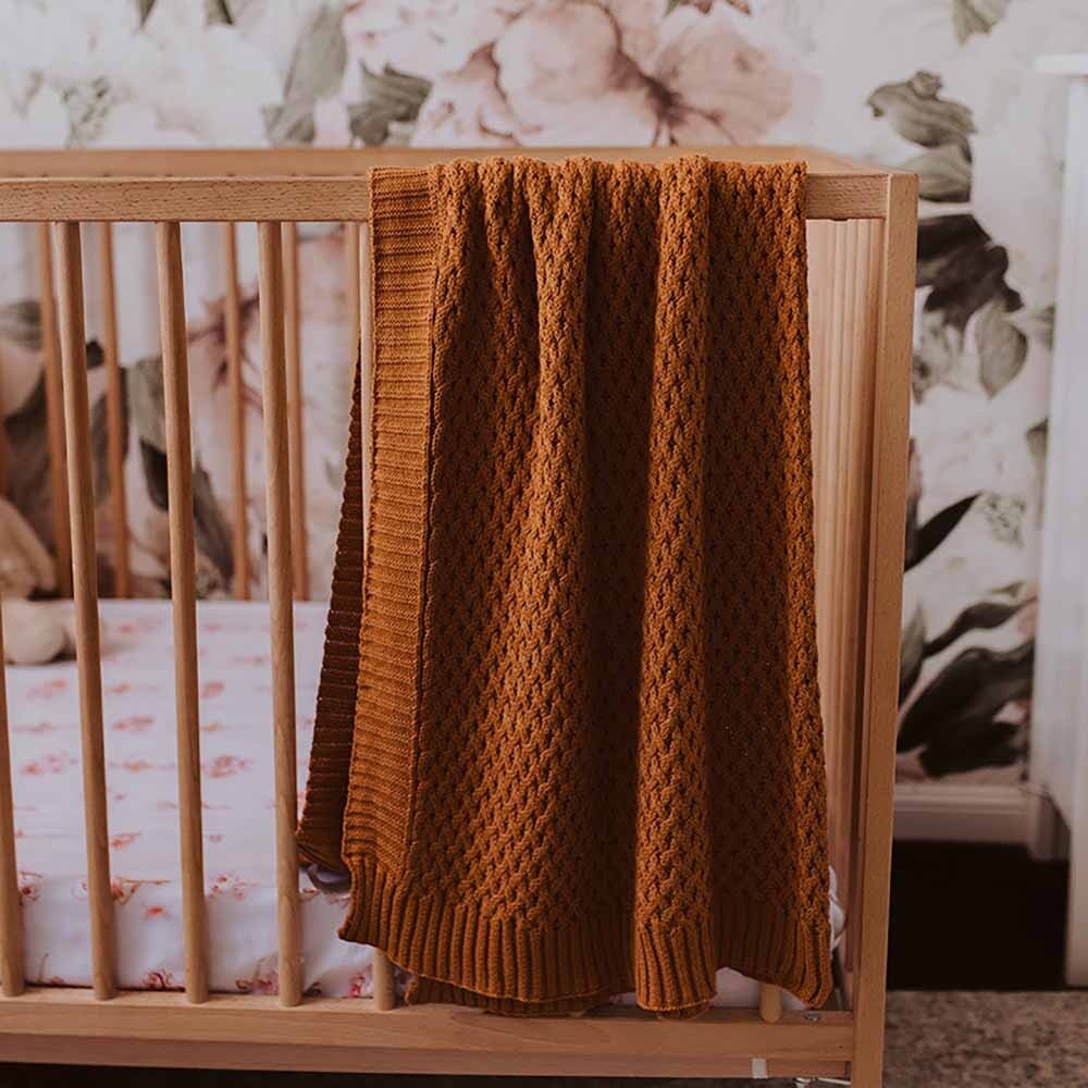 Bronze Diamond Knit Baby Blanket - Blankets