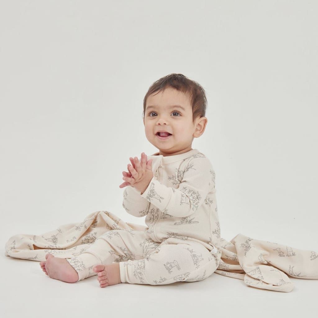 Bunny Luxe Rib Zip Romper - Baby Boy Clothing