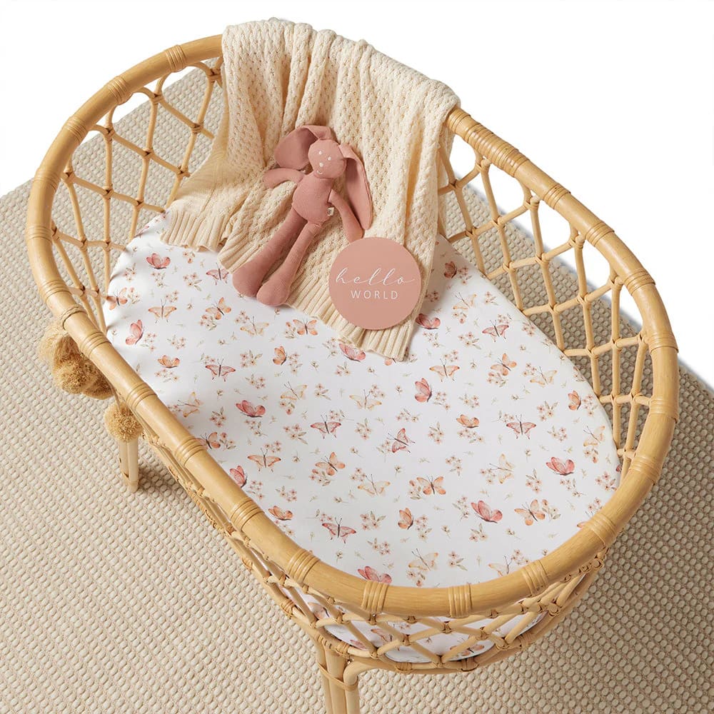 Butterfly Organic Bassinet/Change Pad Cover - Bassinet &amp; Cot Sheets