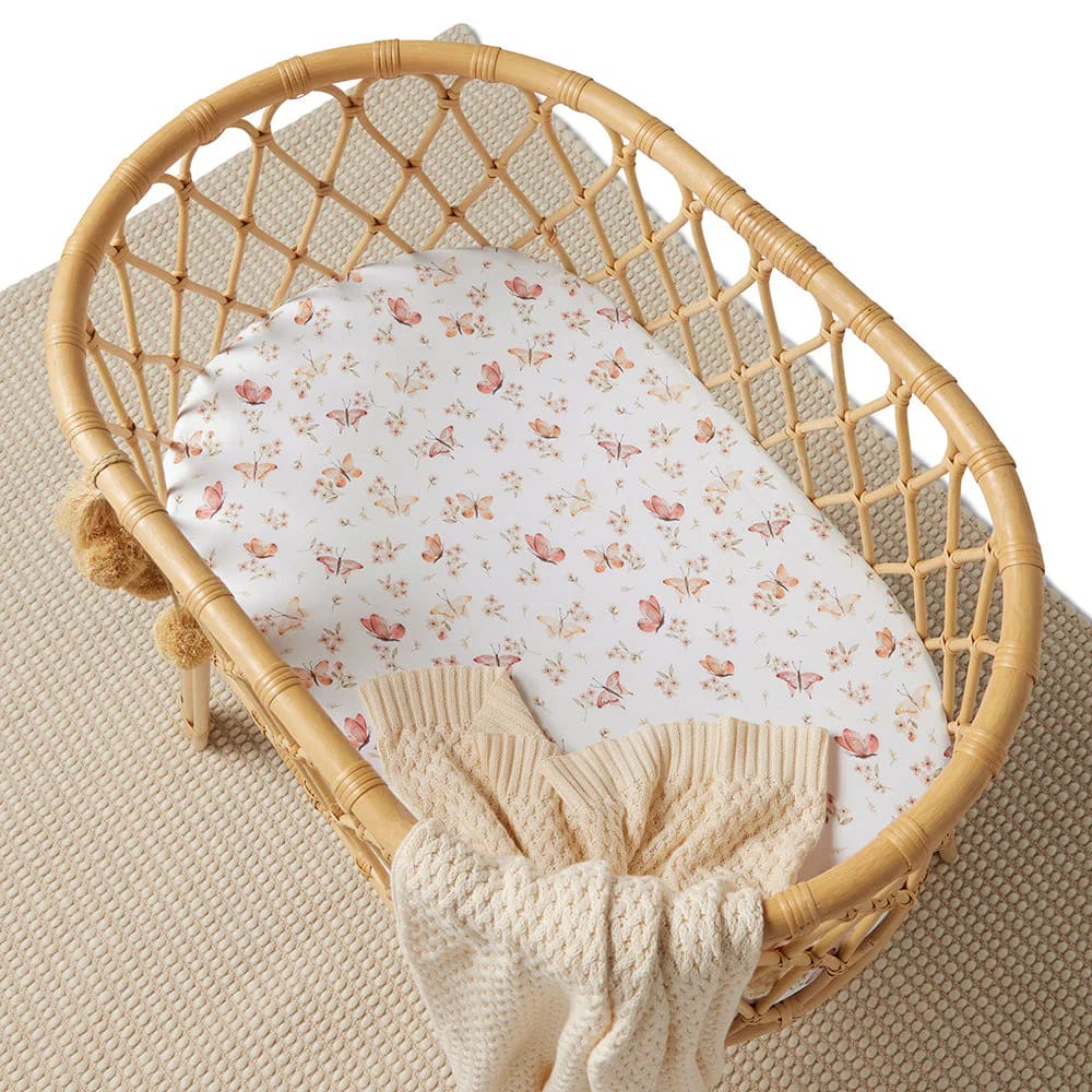 Butterfly Organic Bassinet/Change Pad Cover - Bassinet &amp; Cot Sheets