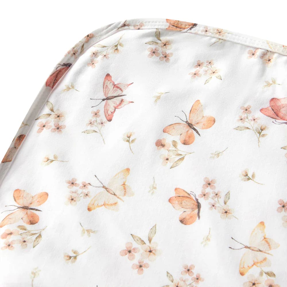 Butterfly Organic Jersey Wrap &amp; Topknot Set - Muslins &amp; Swaddle Wraps