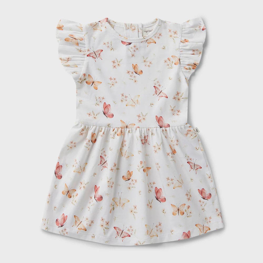 Butterfly Short Sleeve Organic Dress - Baby Girl Clothing