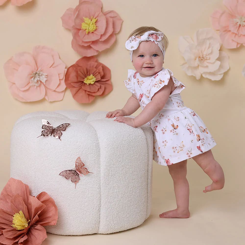 Butterfly Short Sleeve Organic Dress - Baby Girl Clothing