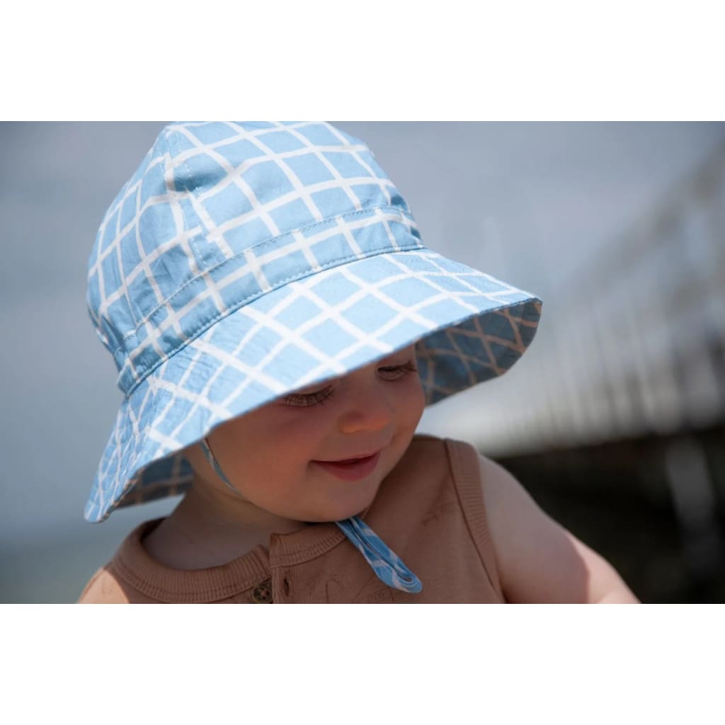 Checks Wide Brim Infant Sunhat - 0-9 Mths (XS, 46cm) - Hats