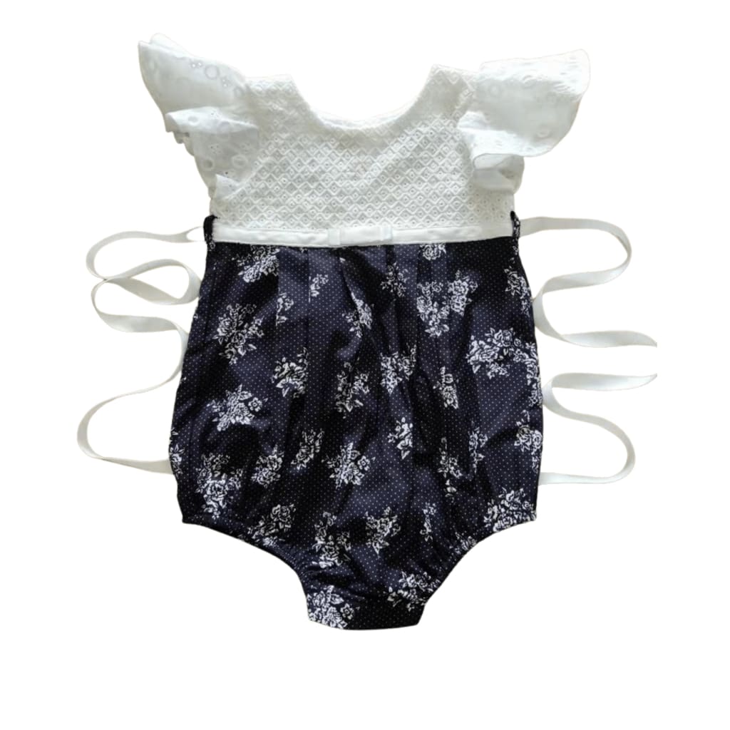 Classic Navy Bell Sleeve Playsuit - Baby Clothes