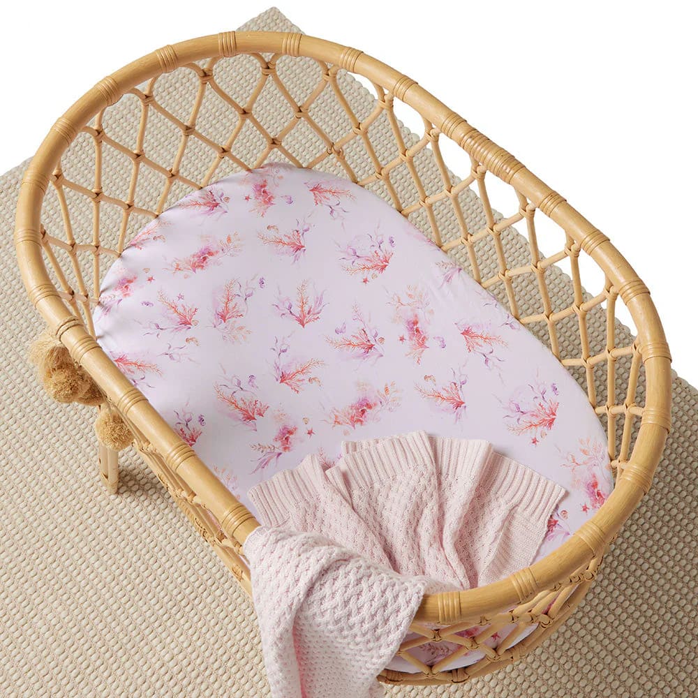 Coral Organic Bassinet Sheet/Change Pad Cover - Bassinet &amp; Cot Sheets