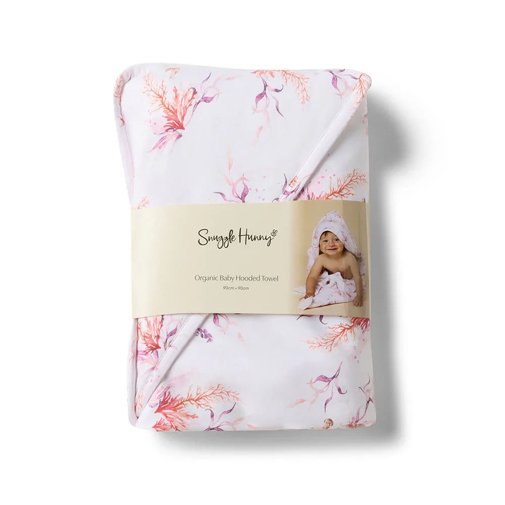 Coral Organic Hooded Baby Towel - Hooded Towels