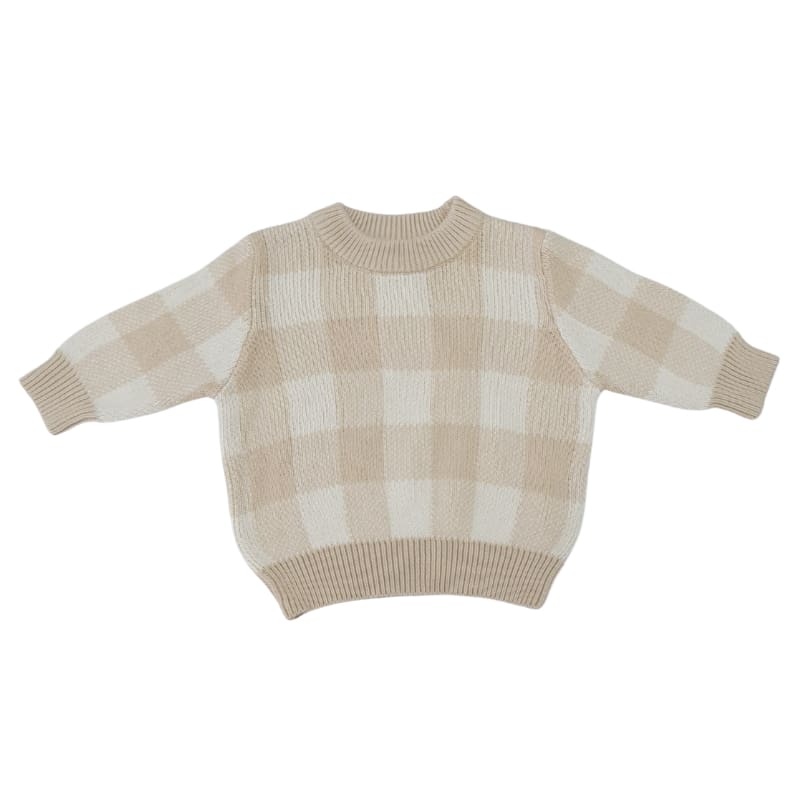 Cream Check Pullover - Girls Baby Clothing