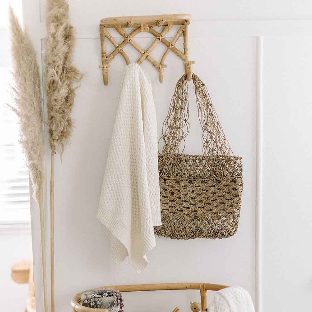 Cream - Diamond Knit Baby Blanket - Blankets