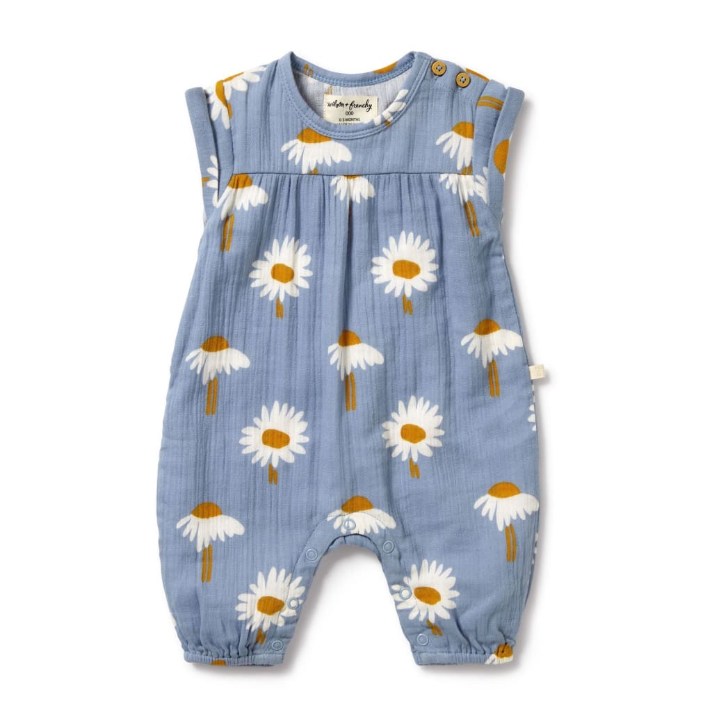 Daisy Floral Organic Crinkle Jumpsuit - Baby Girl Clothing