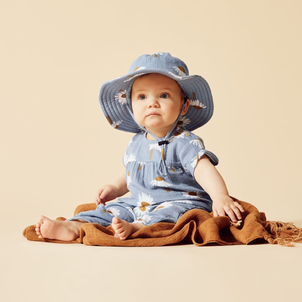 Daisy Floral Organic Crinkle Sunhat - Hats