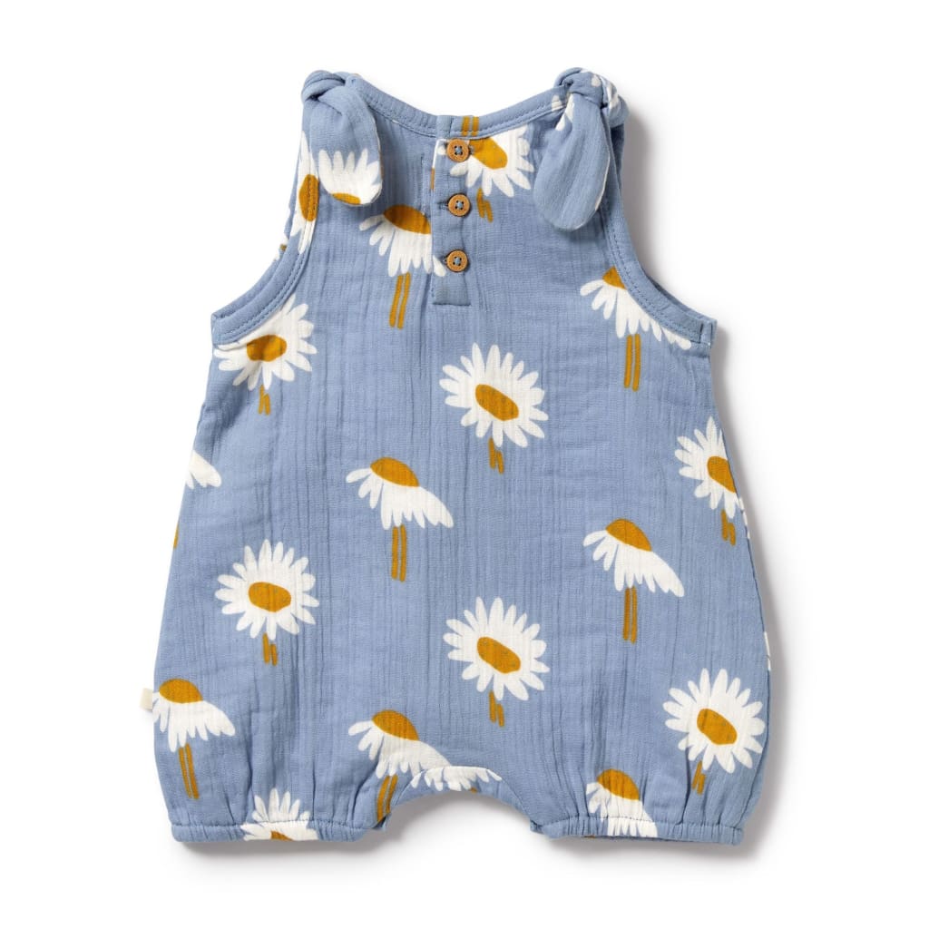 Daisy Floral Organic Crinkle Tie Playsuit - Baby Girl Clothing