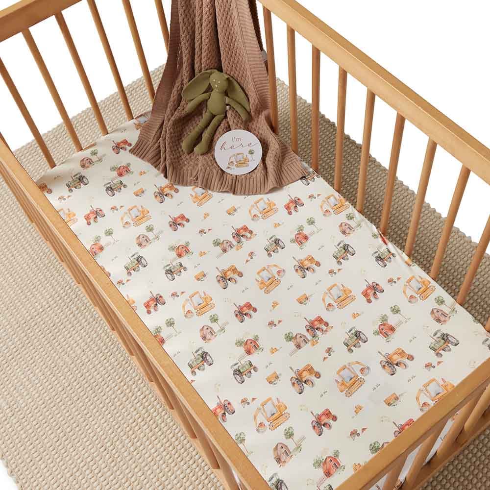 Diggers & Tractors Organic Fitted Cot Sheet - Bassinet Sheets