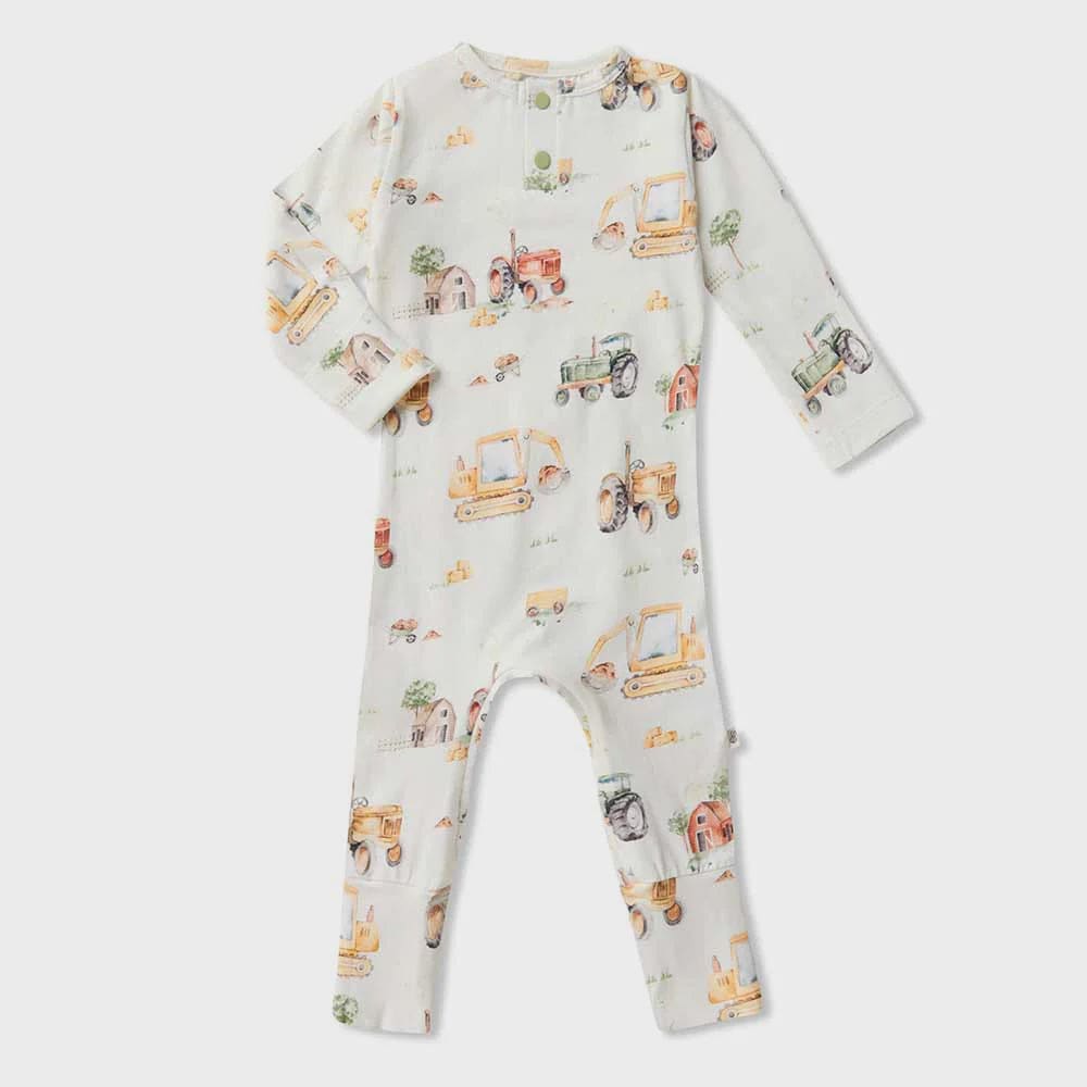 Diggers & Tractors Organic Growsuit - Baby Boy Clothing
