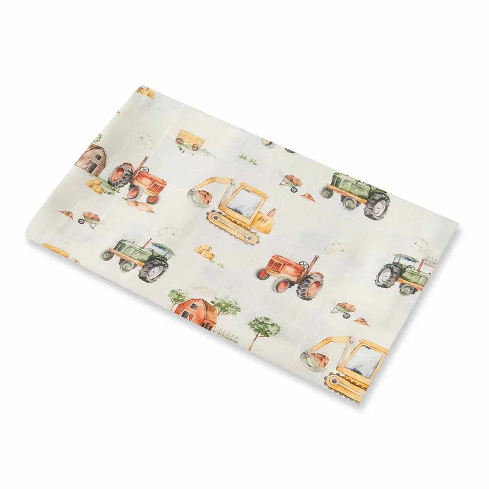 Diggers &amp; Tractors Organic Muslin Wrap - Muslins &amp; Swaddle Wraps