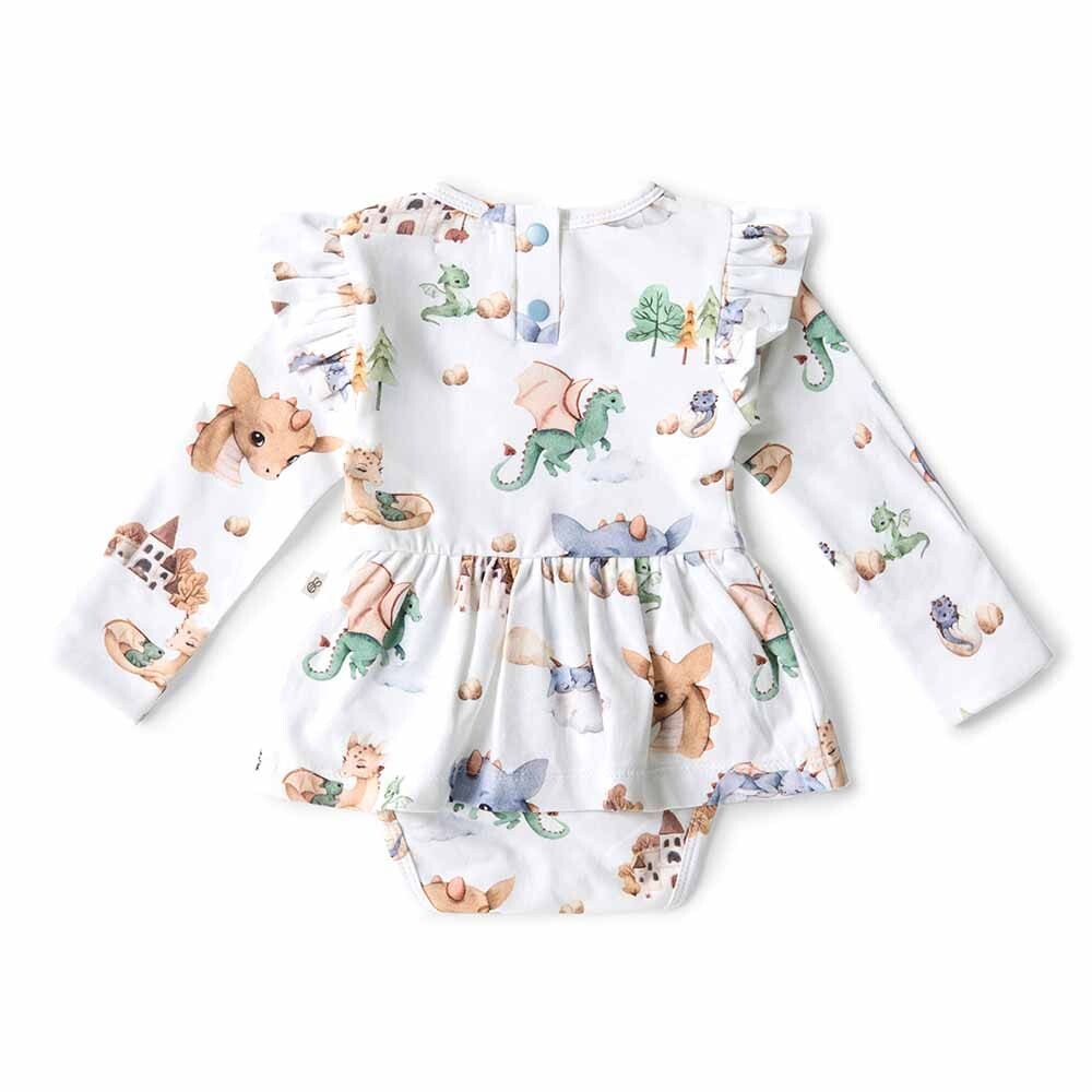 Dragon Long Sleeve Organic Dress - Baby Girl Clothing