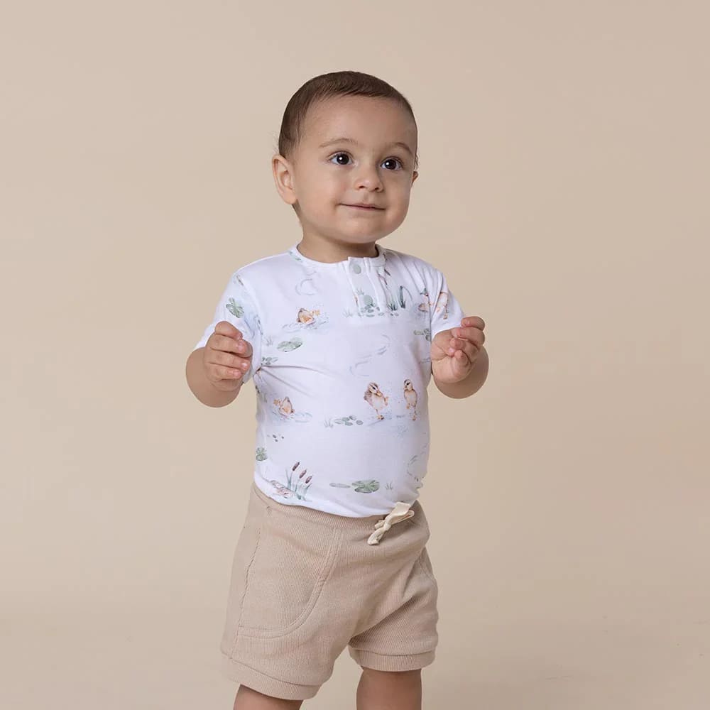 Duck Pond Short Sleeve Organic Bodysuit - Baby Boy Clothing