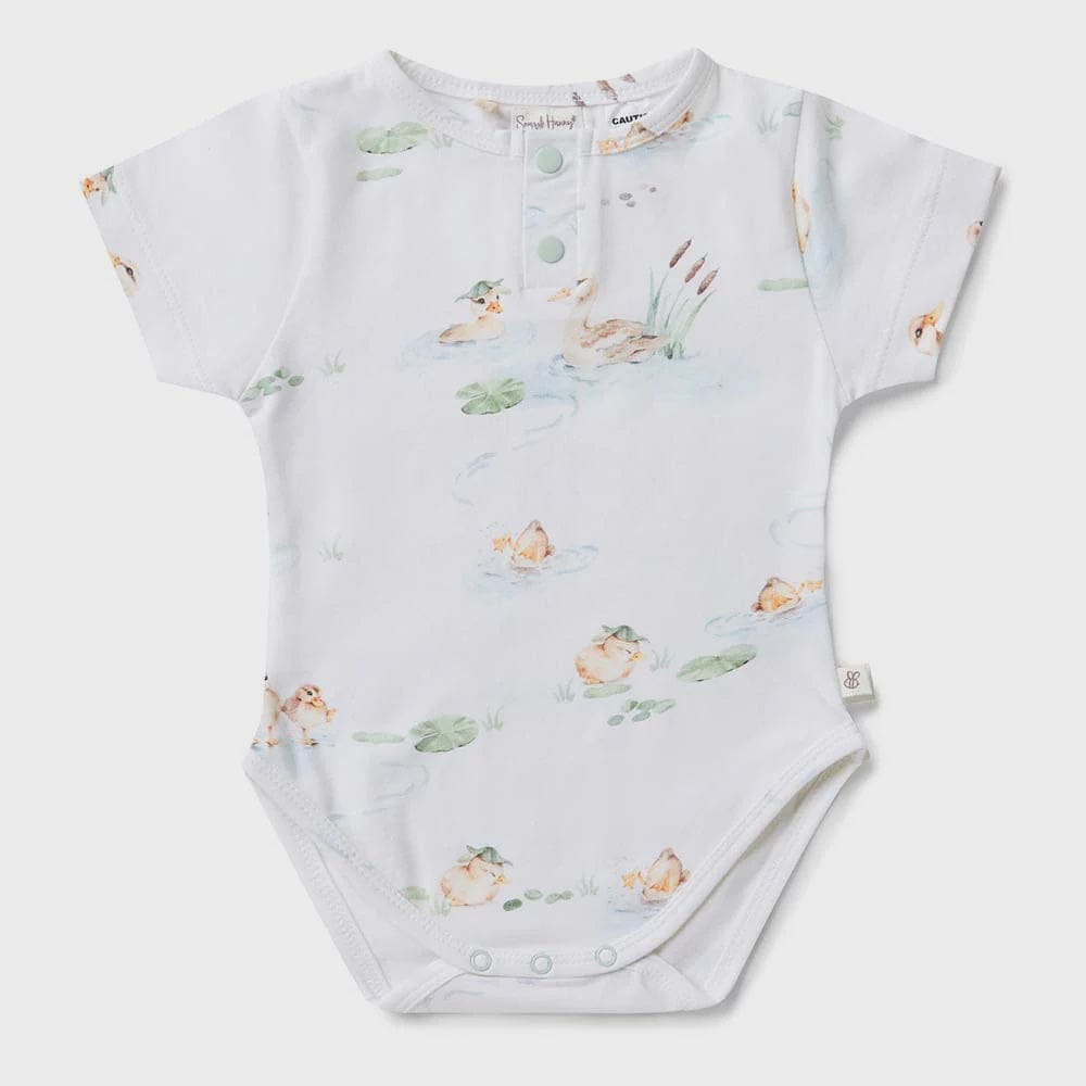 Duck Pond Short Sleeve Organic Bodysuit - Baby Boy Clothing