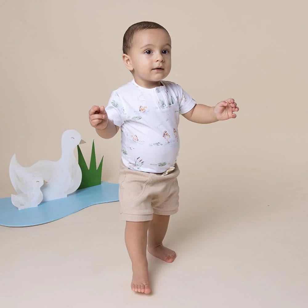 Duck Pond Short Sleeve Organic Bodysuit - Baby Boy Clothing