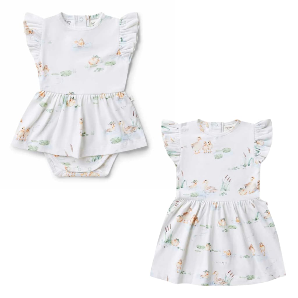 Duck Pond Short Sleeve Organic Dress - Baby Girl Clothing