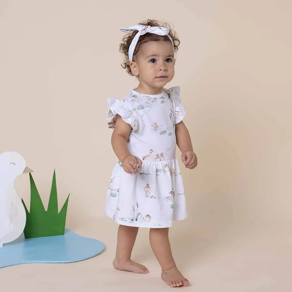 Duck Pond Short Sleeve Organic Dress - Baby Girl Clothing