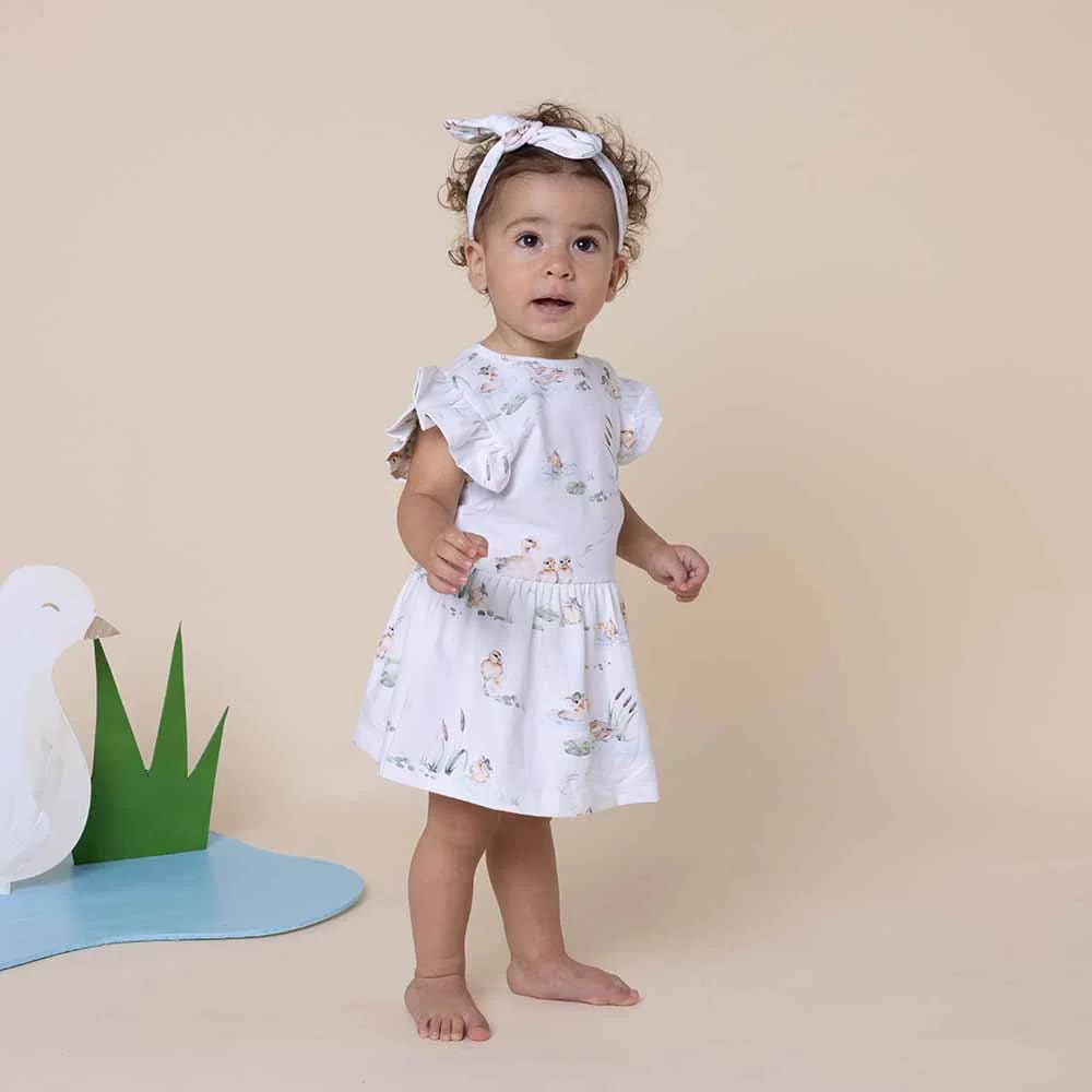 Duck Pond Short Sleeve Organic Dress - Baby Girl Clothing