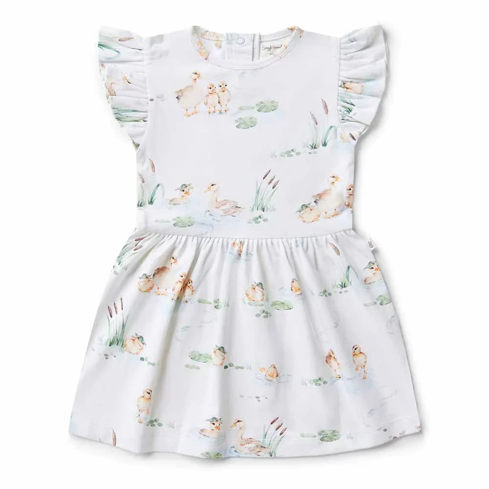 Duck Pond Short Sleeve Organic Dress - Baby Girl Clothing