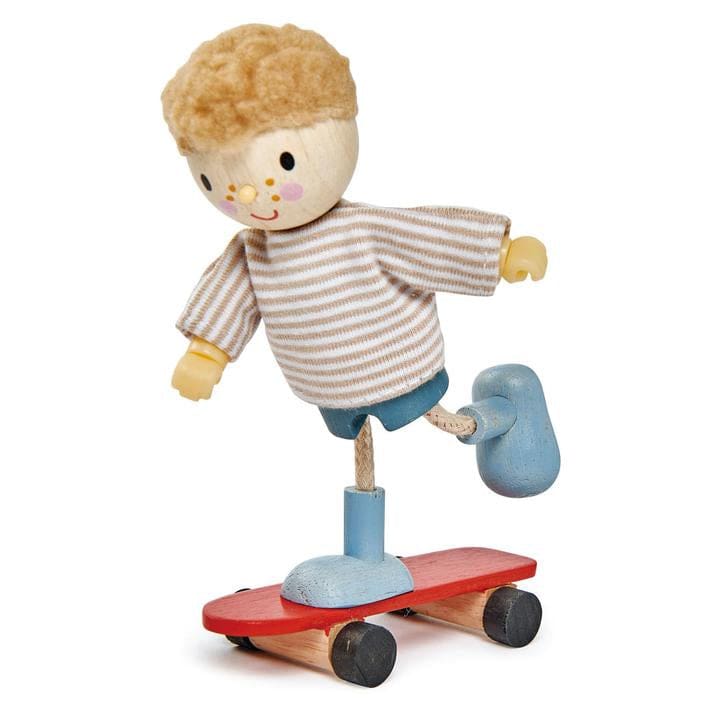 Edward with Flexible Limbs & His Skateboard - Wooden Toys