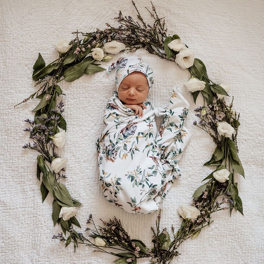 Eucalypt - Baby Jersey Wrap &amp; Beanie Set - Muslins Wraps &amp; Swaddles
