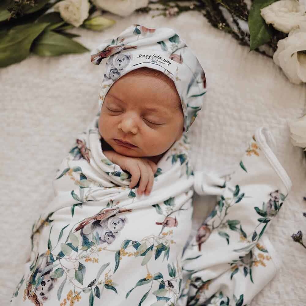 Eucalypt - Baby Jersey Wrap &amp; Beanie Set - Muslins Wraps &amp; Swaddles
