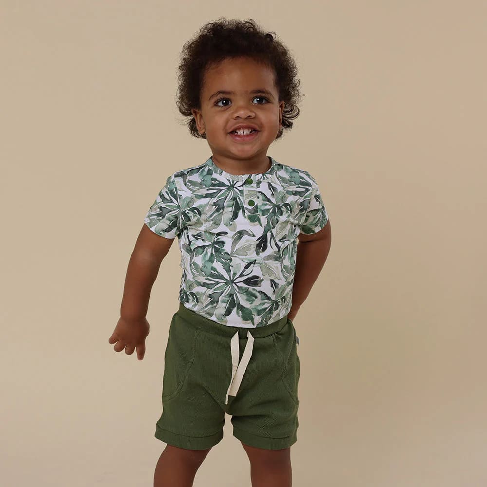 Evergreen Short Sleeve Organic Bodysuit - Baby Boy Clothing