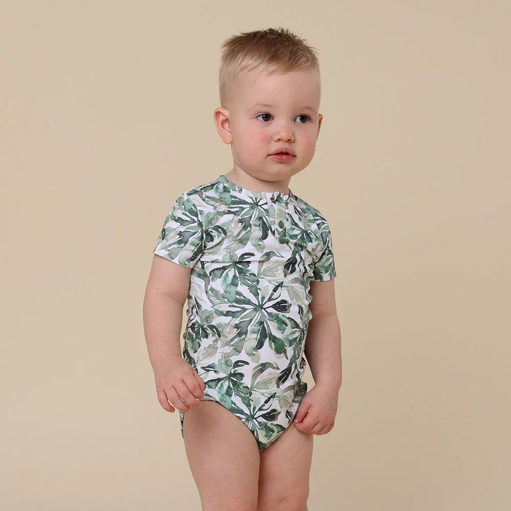 Evergreen Short Sleeve Organic Bodysuit - Baby Boy Clothing