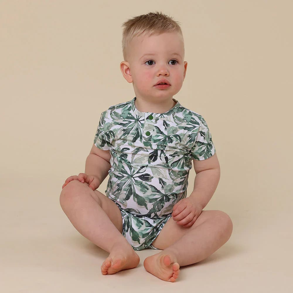 Evergreen Short Sleeve Organic Bodysuit - Baby Boy Clothing