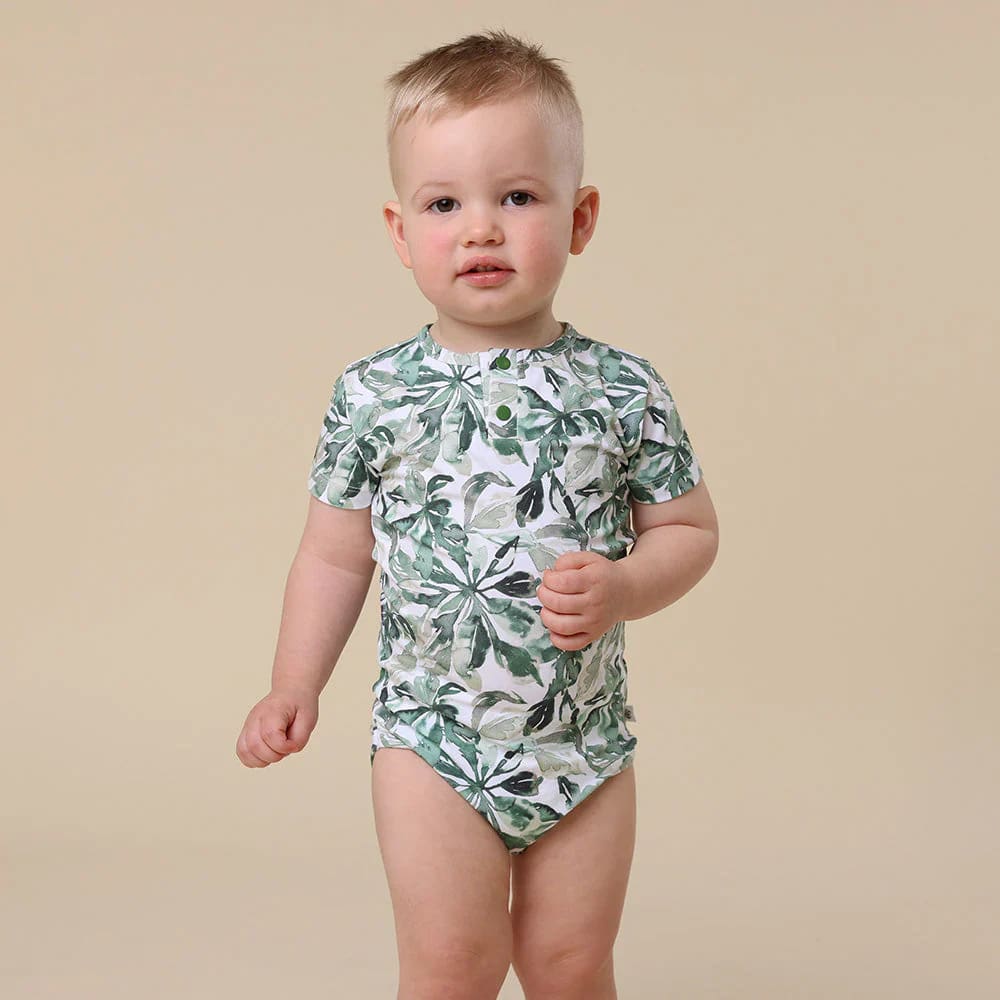 Evergreen Short Sleeve Organic Bodysuit - Baby Boy Clothing