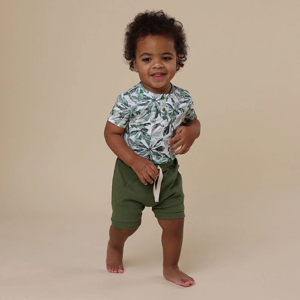 Evergreen Short Sleeve Organic Bodysuit - Baby Boy Clothing