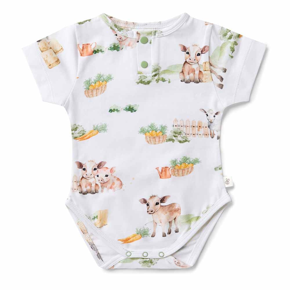 Farm Short Sleeve Organic Bodysuit - Boys Clothing