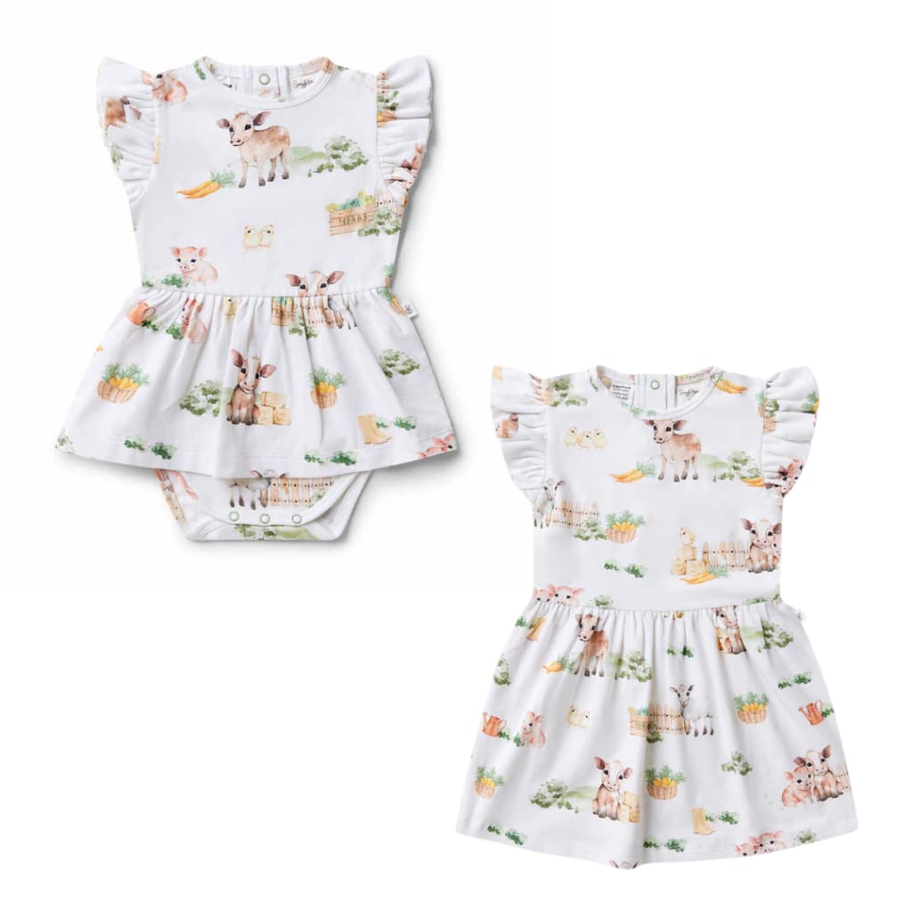 Farm Short Sleeve Organic Dress - Baby Girl Clothing