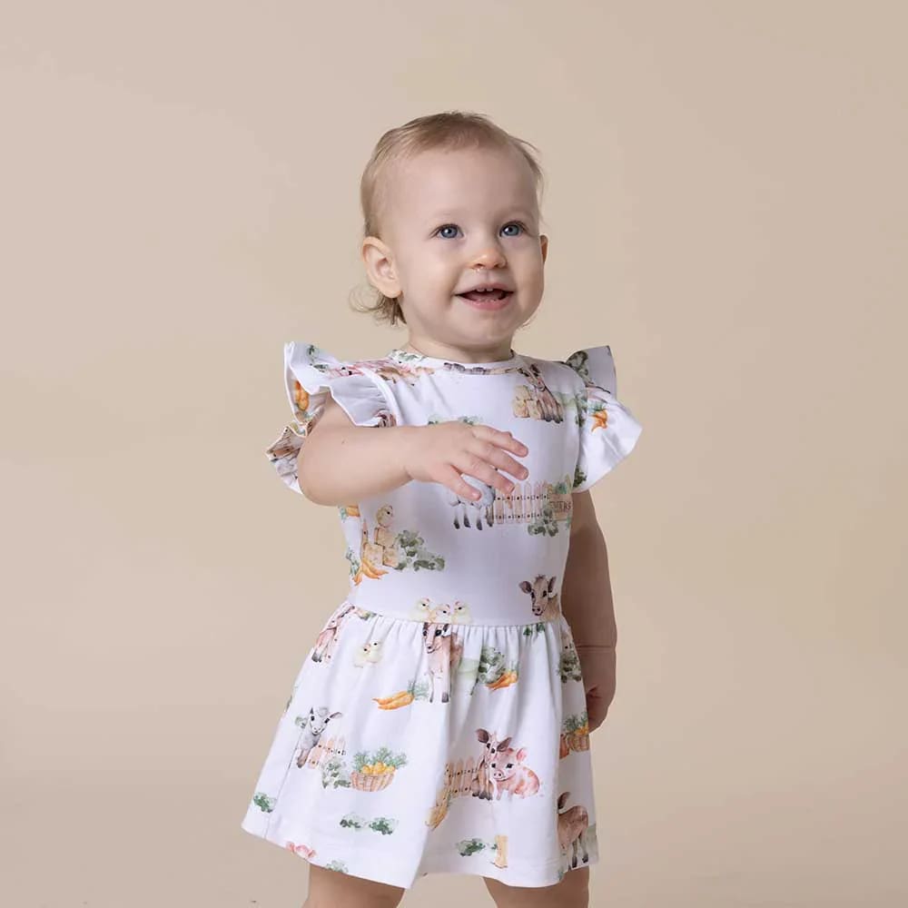 Farm Short Sleeve Organic Dress - Baby Girl Clothing