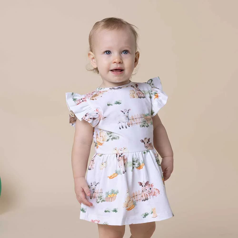 Farm Short Sleeve Organic Dress - Baby Girl Clothing