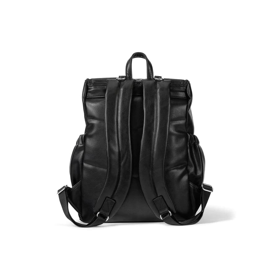 Faux Leather Nappy Backpack - Black - For Mum