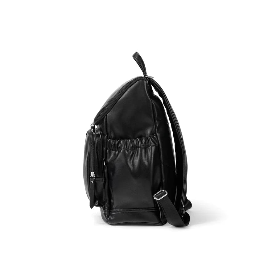 Faux Leather Nappy Backpack - Black - For Mum