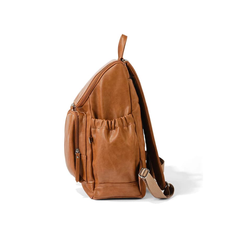 Faux Leather Nappy Backpack - Tan - For Mum