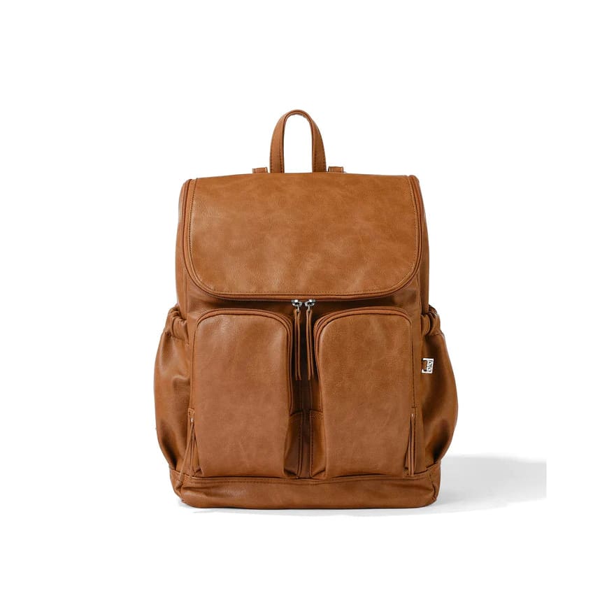 Faux Leather Nappy Backpack - Tan - For Mum