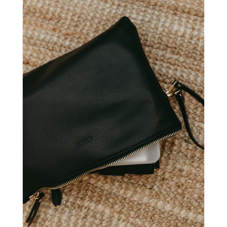 Faux Leather Nappy Change Pouch - Black - For Mum