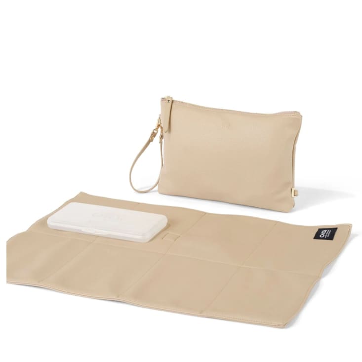 Faux Leather Nappy Changing Pouch - Oat - For Mum