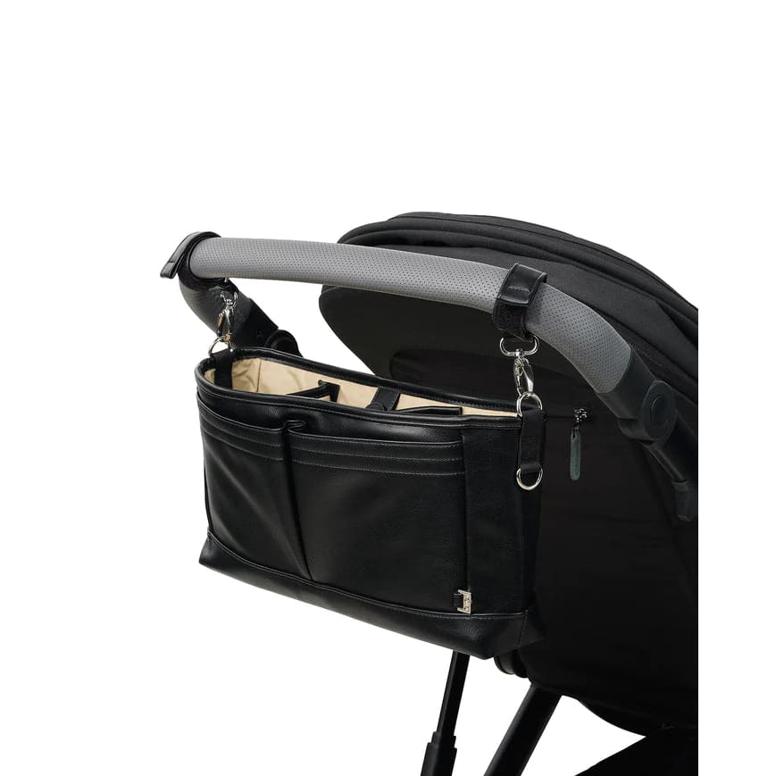 Faux Leather Stroller Organiser/Pram Caddy - Black - For Mum