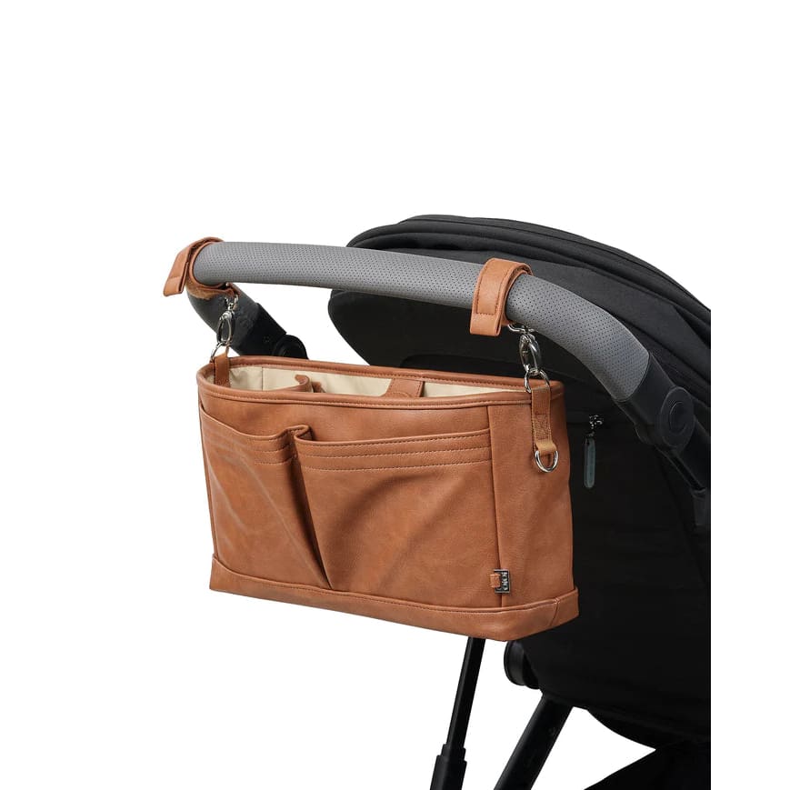 Faux Leather Stroller Organiser/Pram Caddy - Tan - For Mum