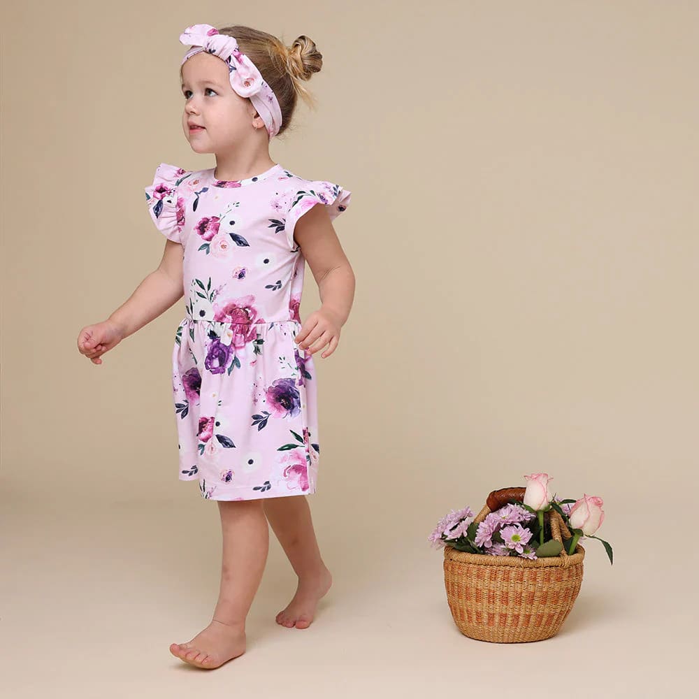 Floral Kiss Short Sleeve Organic Dress - Baby Girl Clothing