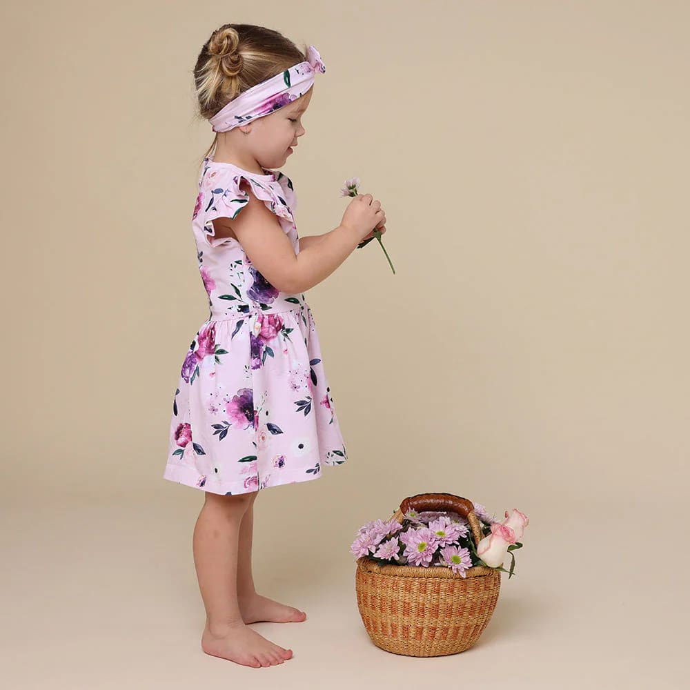 Floral Kiss Short Sleeve Organic Dress - Baby Girl Clothing