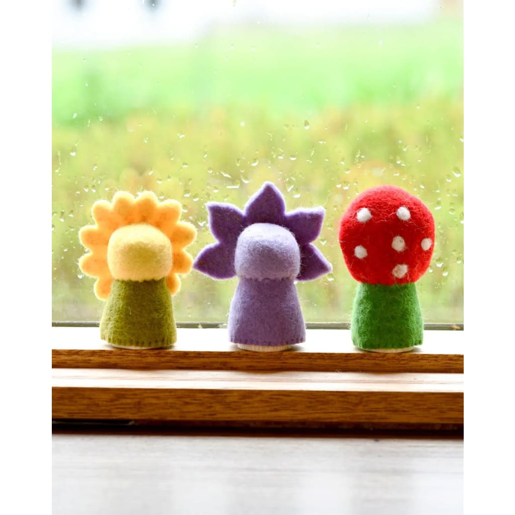 Floral Peg Dolls Set - Sunflower Iris and Toadstool - Dolls &amp; Accessories